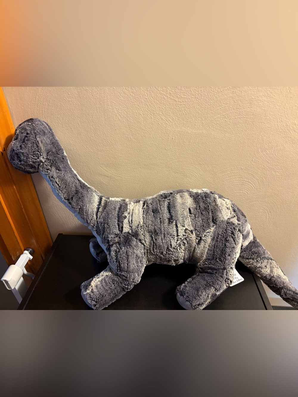 Minky Plush large Dinosaur stuffed animal - Gray and Light Gray
